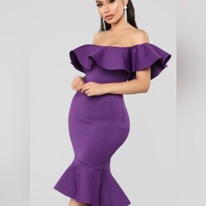 Fashion Nova Purple Ruffle Dress Size Small Stretch NWT